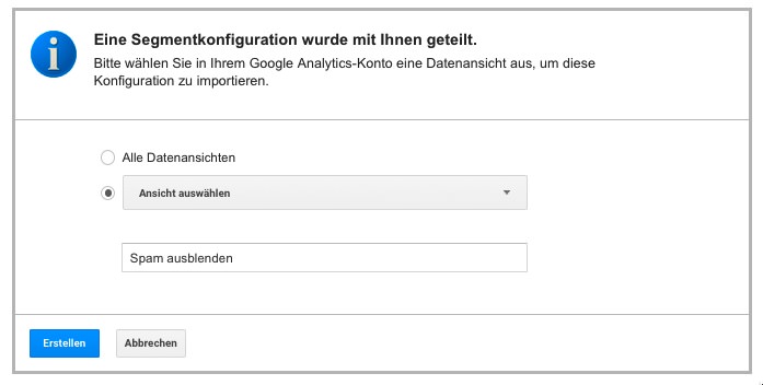 Segment in Google Anayltics importieren